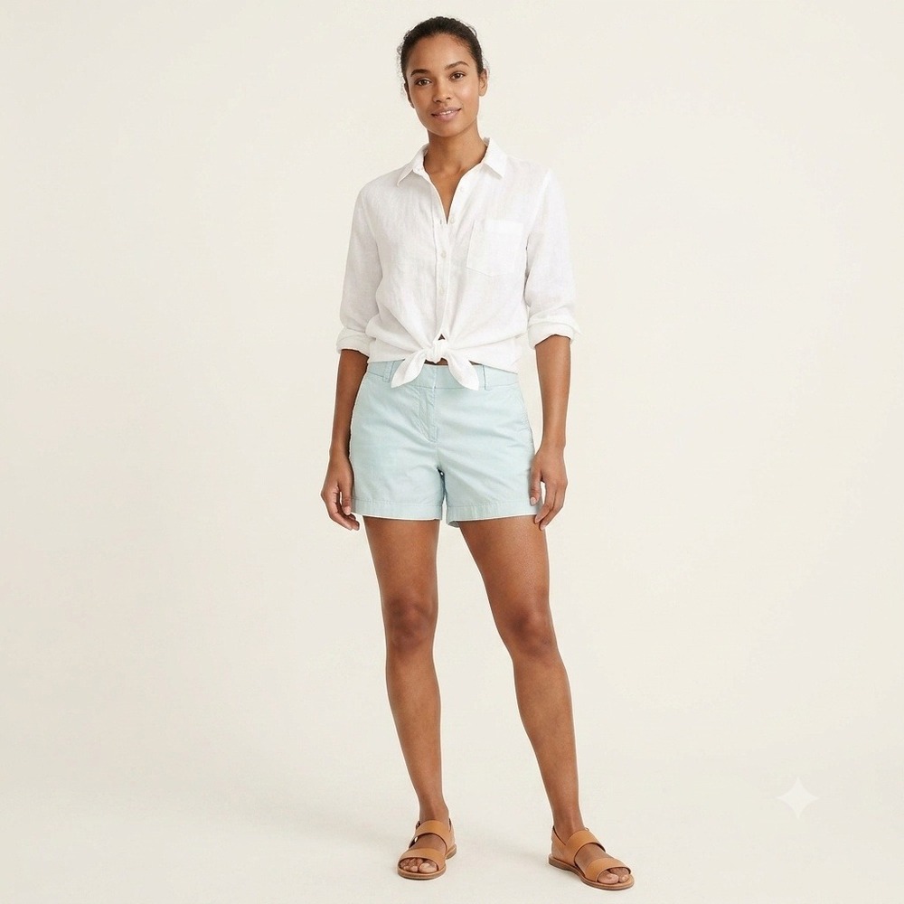 J.Crew Chino Shorts Womens 8 Light Blue Broken-In Cotton Casual 21760